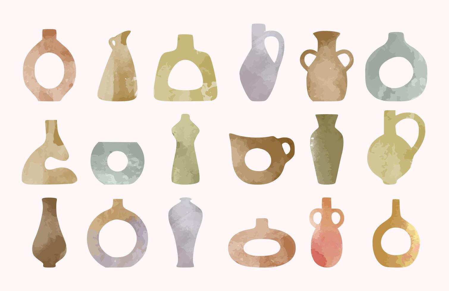 Abstract Vase shapes water color vector