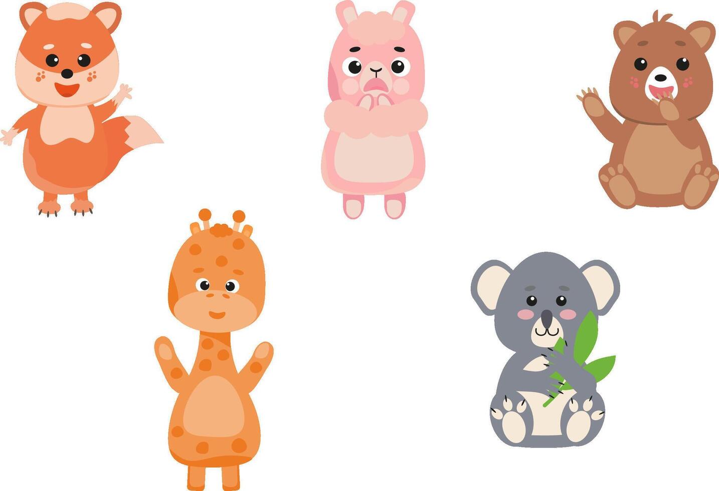 A set of adorable cute animals vector