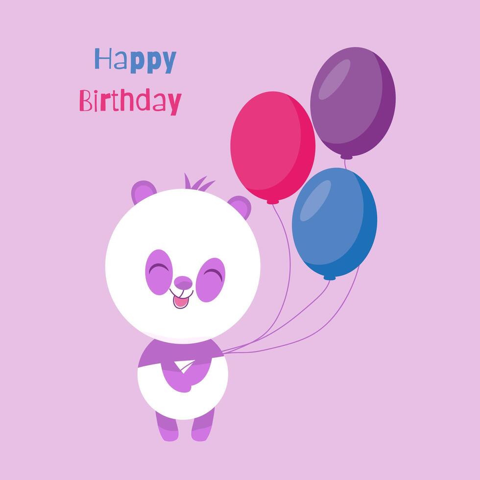 Illustration with a funny cute panda and balloons vector