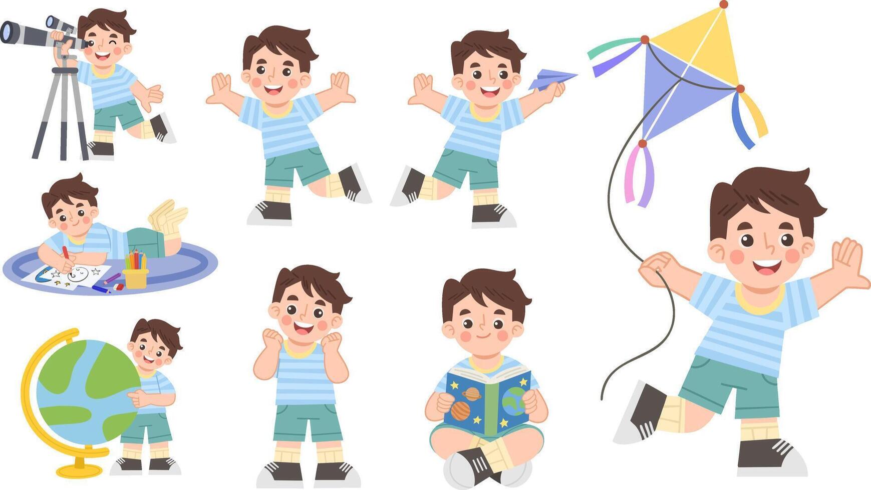 Illustration of a set of boy activities vector