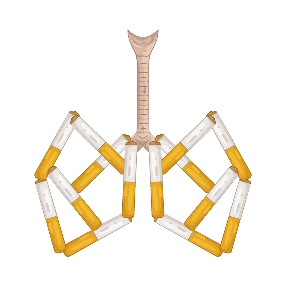 Illustration of Lungs shape with cigarettes vector
