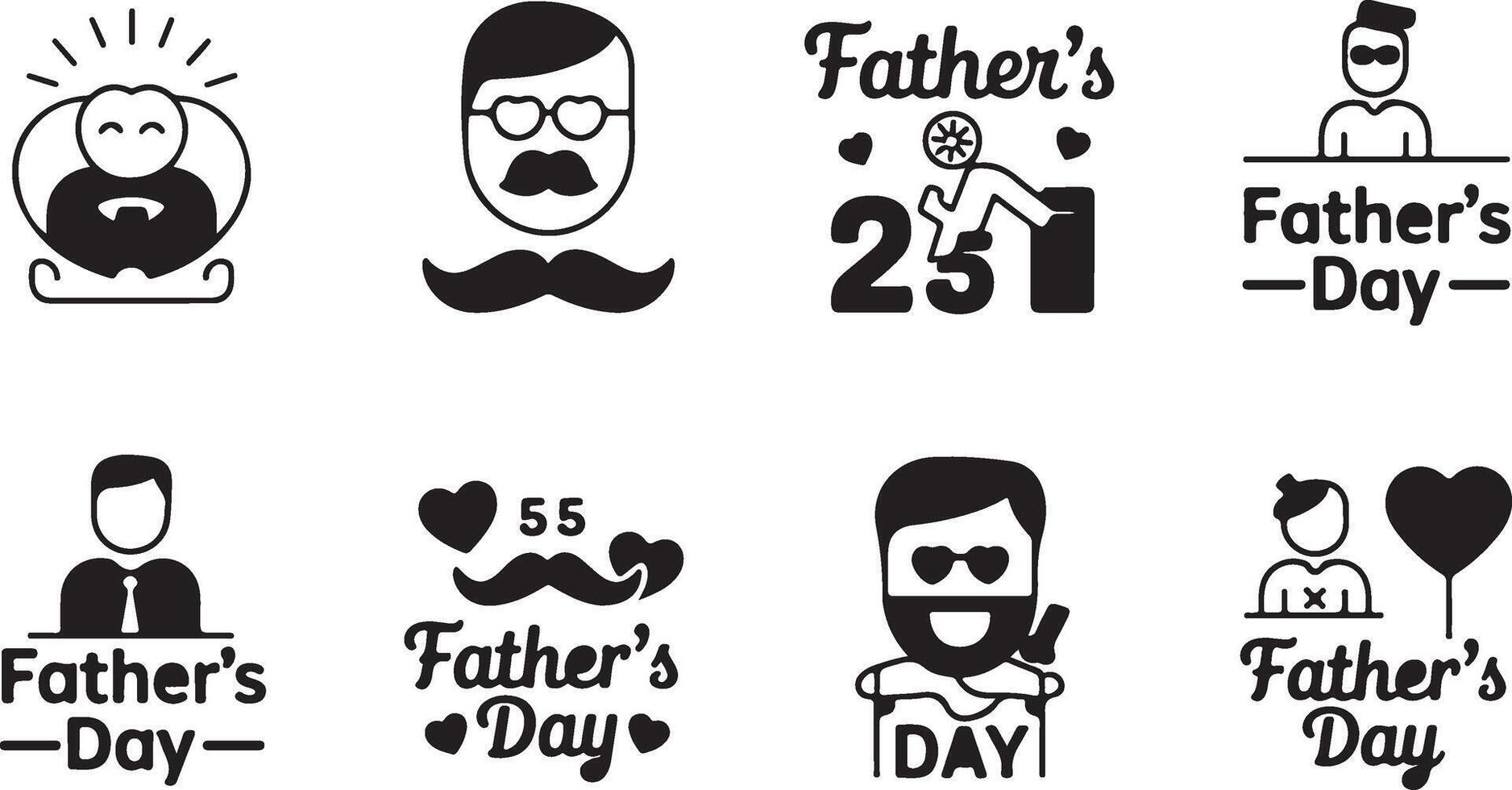 Father's Day cartoon icons set vector