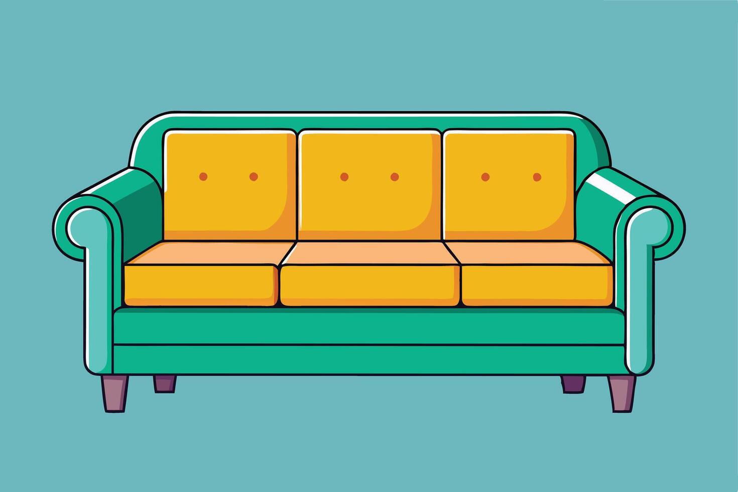 A colorful Flat Design Sofa Illustration vector