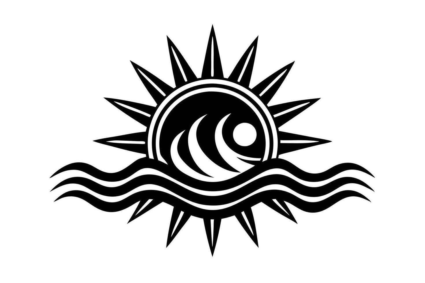 Stylized Sun and Wave Graphic Design vector