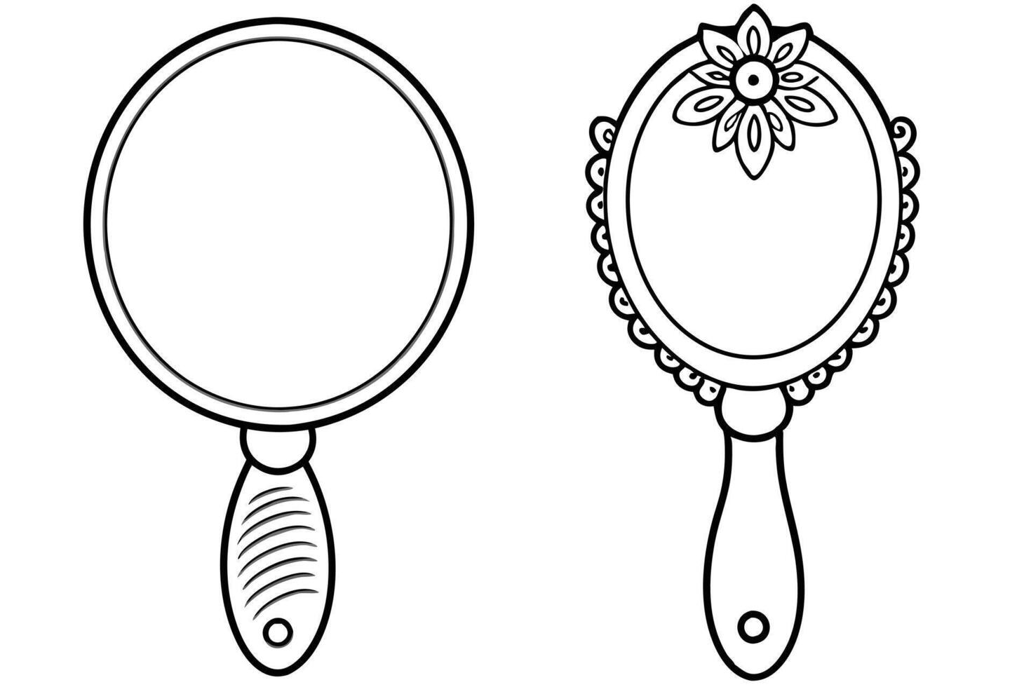 Black and White Hand-Drawn Decorative Mirrors vector