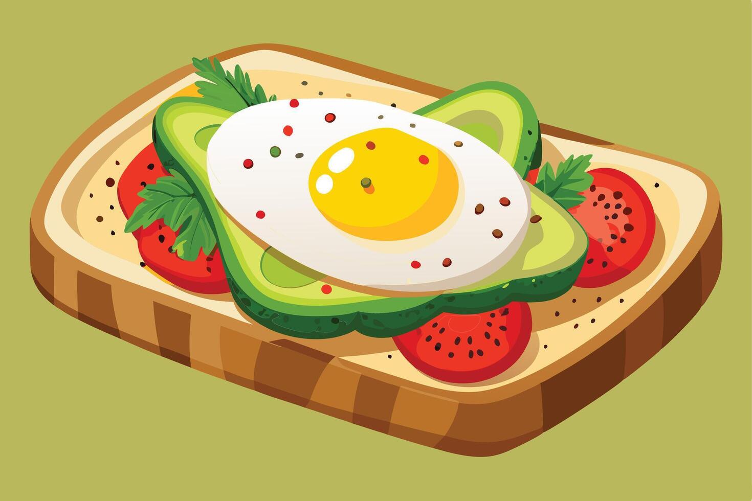 Delicious Avocado Toast with Egg and Tomatoes vector