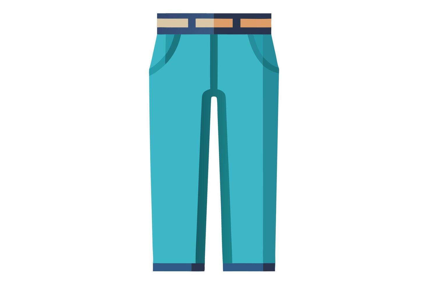 Flat illustration of teal pants with a belt. vector