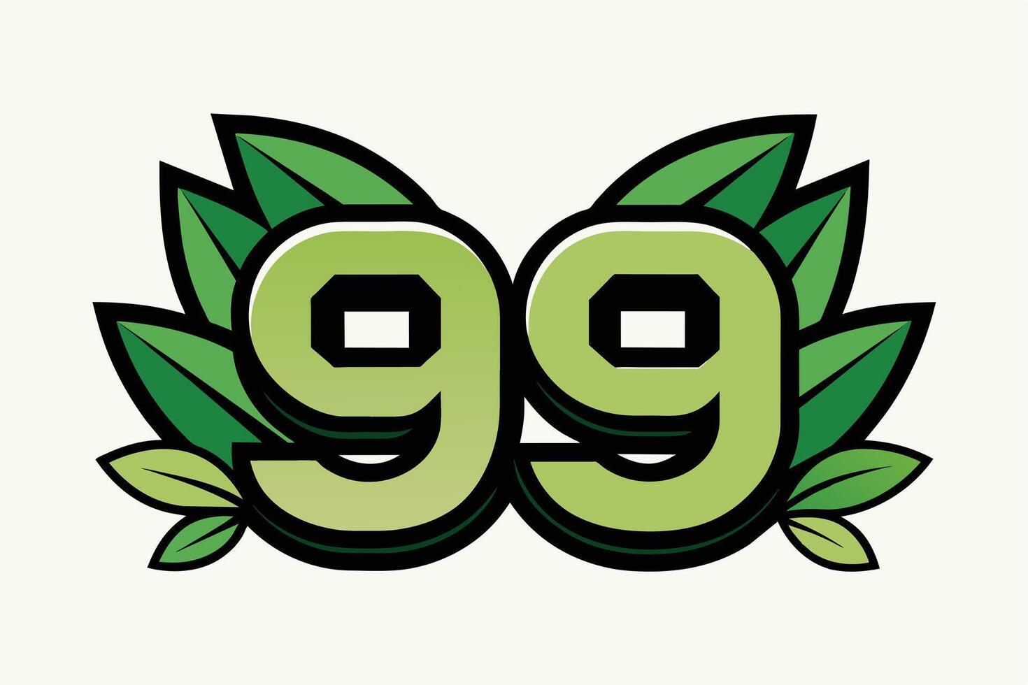 Vibrant Green 99 Logo with Leaf Design vector