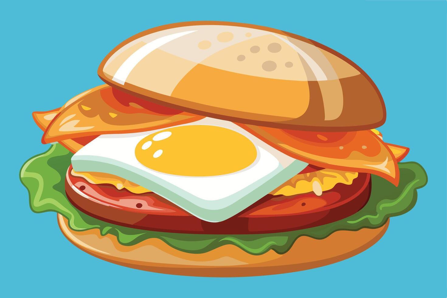 Delicious Cartoon Illustration of a Breakfast Burger vector