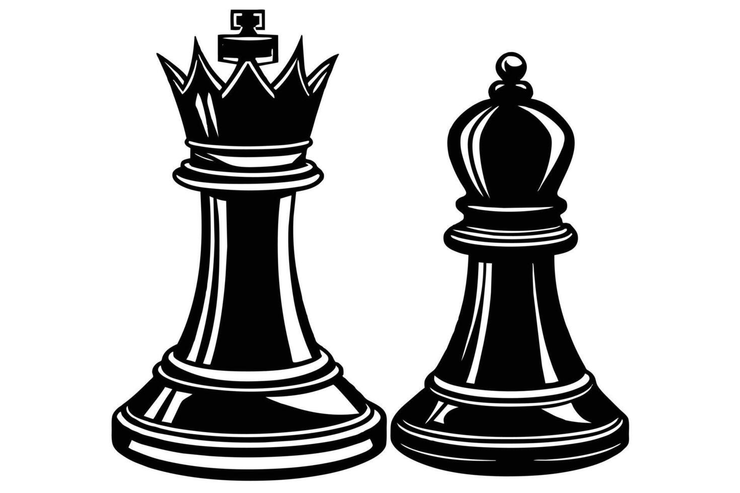King and Bishop Pieces, Black and White vector