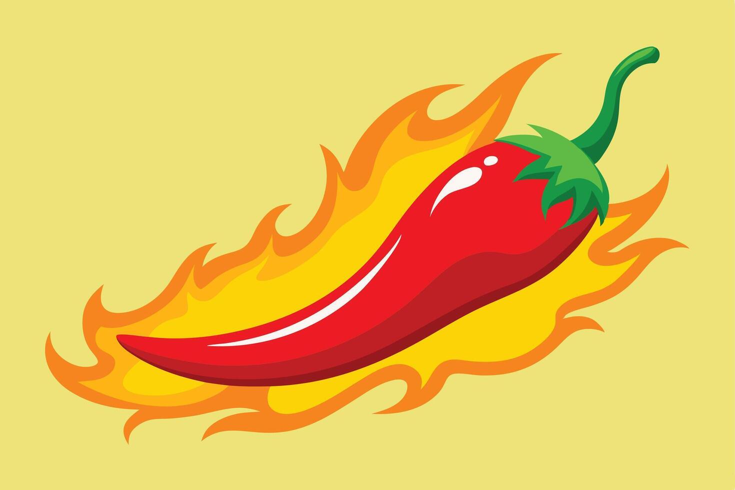 A fiery chili pepper illustration for spice-themed designs. vector