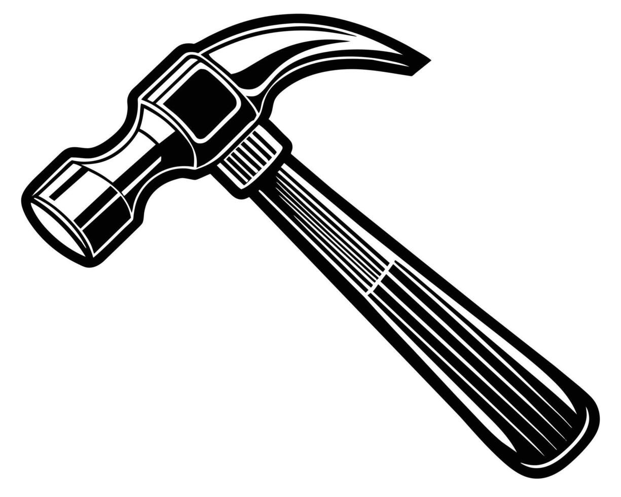 Simple Black and White Hammer Illustration vector