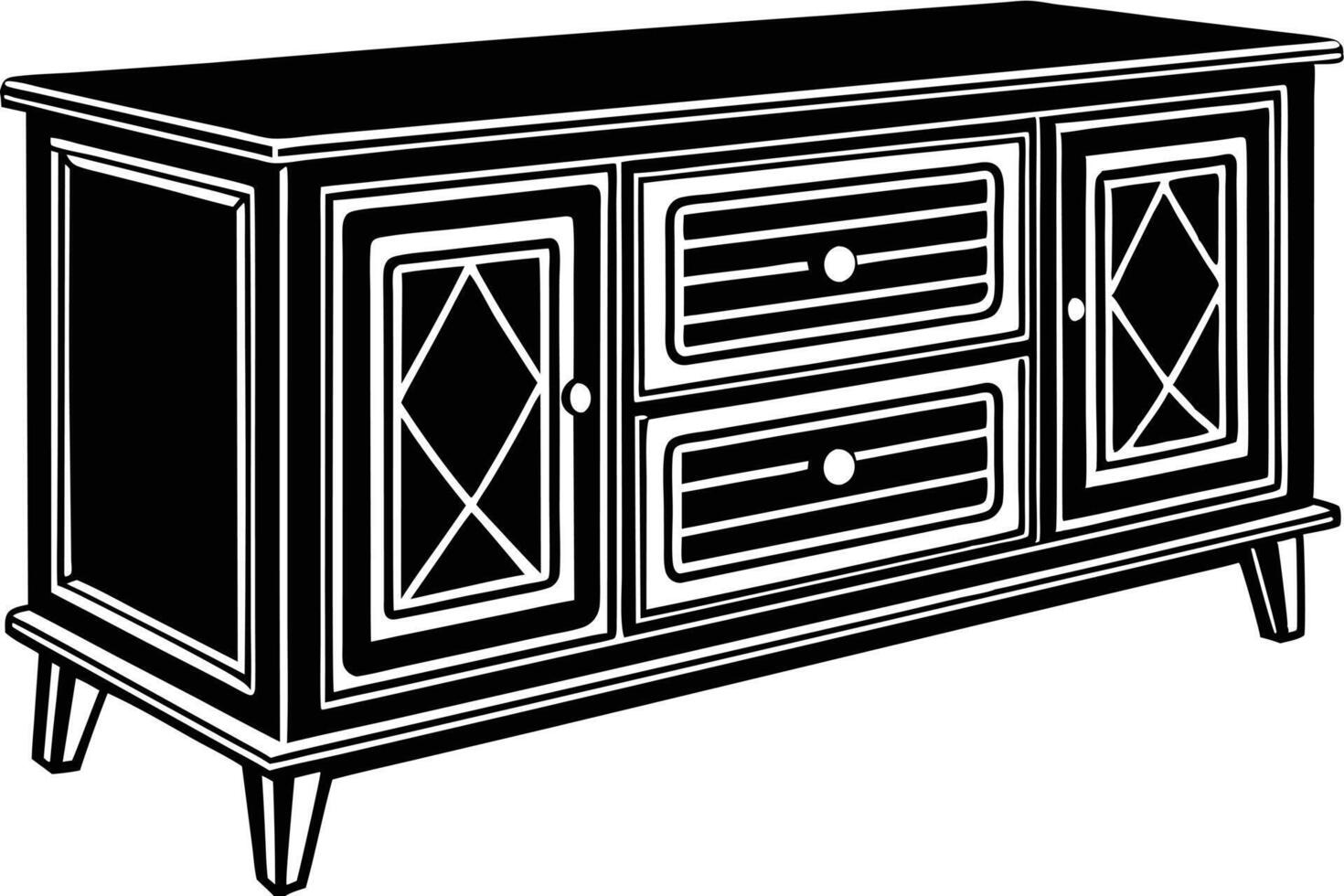 Illustration of a Stylish Black and White TV Stand vector