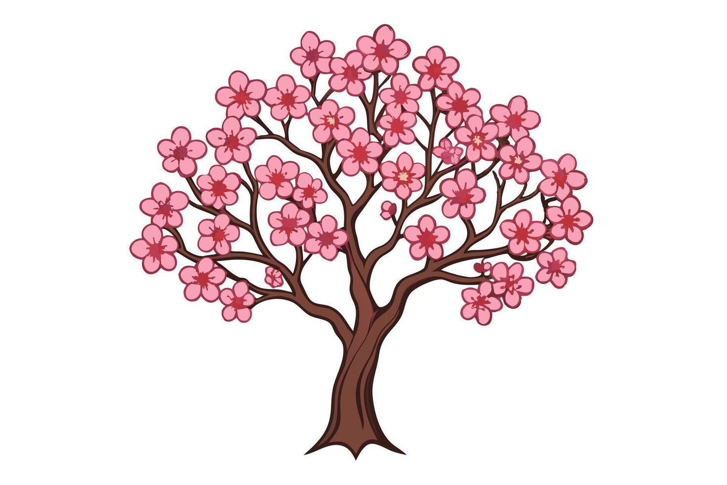 Vibrant cherry blossom tree illustration for spring design. vector