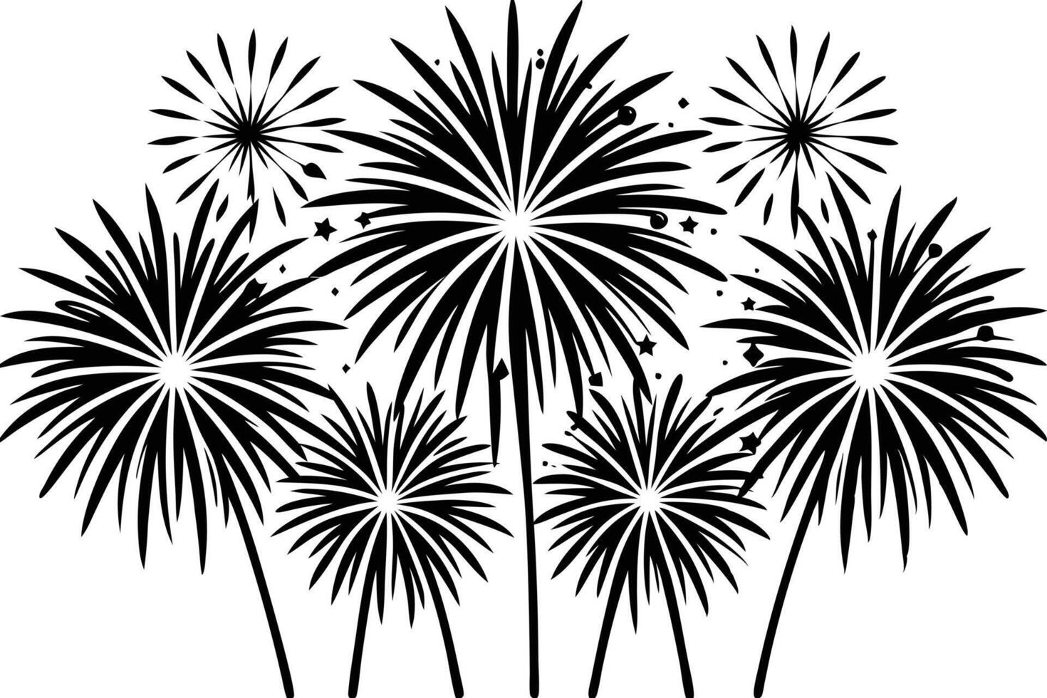 Festive Black and White Fireworks Design vector