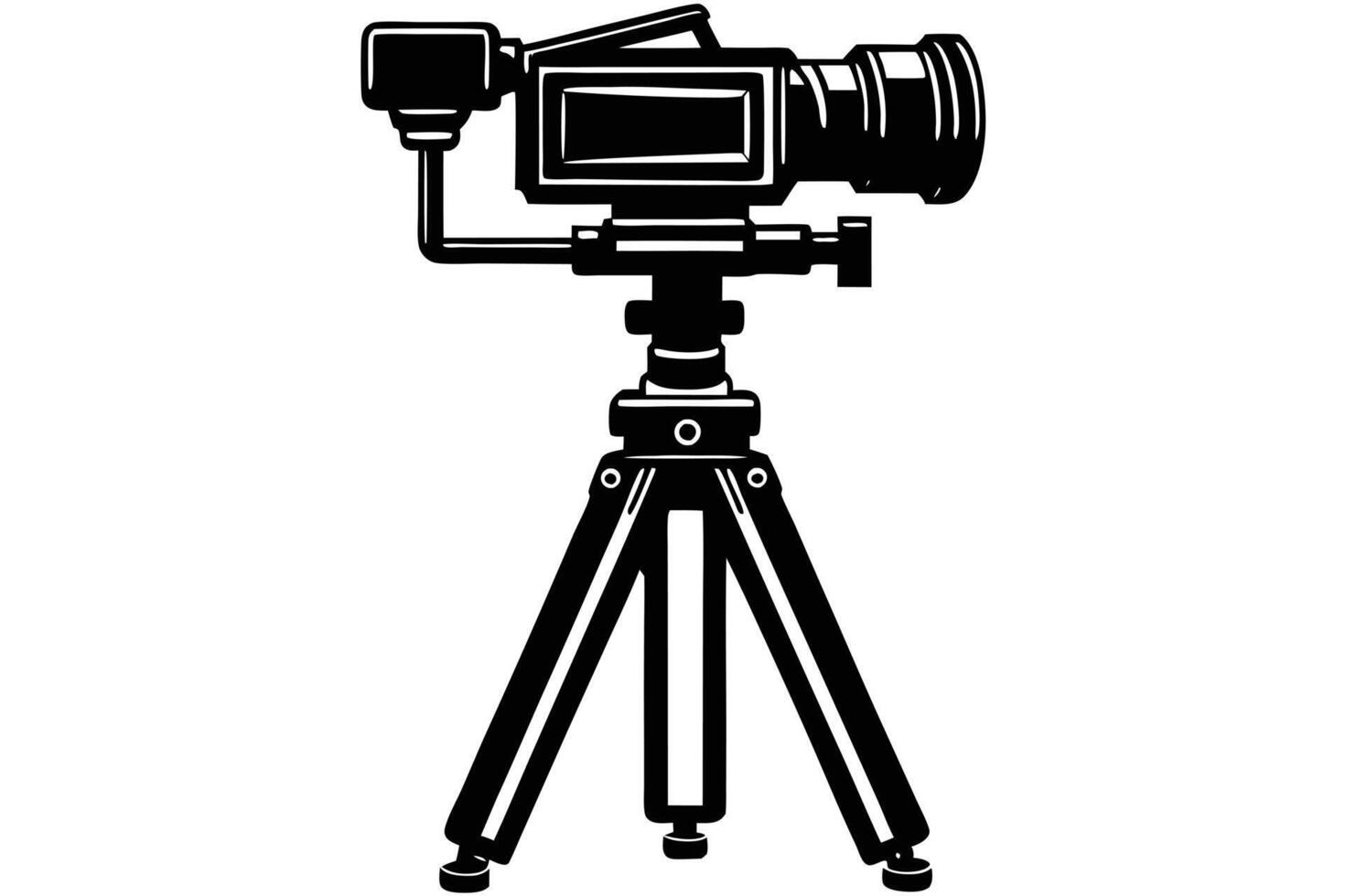 Professional camera on tripod, perfect for filmmaking. vector