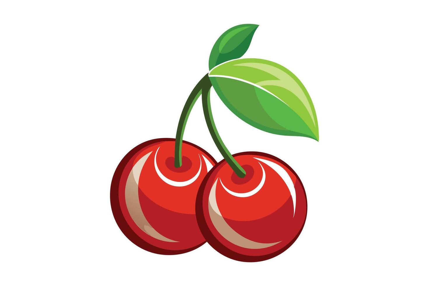 Its vibrant cherries with leaves, perfect for casino or fruit-themed design. vector