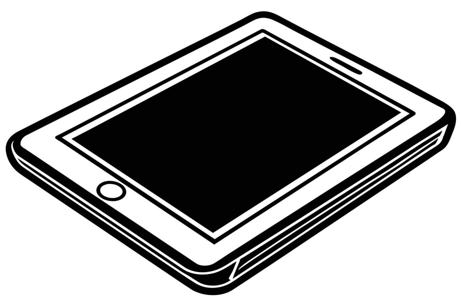Illustration of a Modern Tablet in Monochrome vector