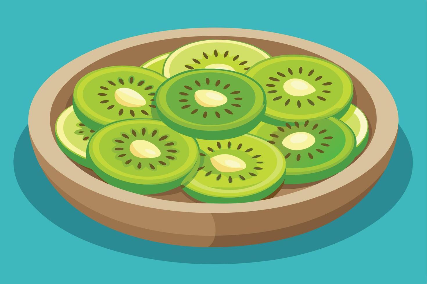 Sliced kiwi fruit in a bowl, a healthy and vibrant image. vector