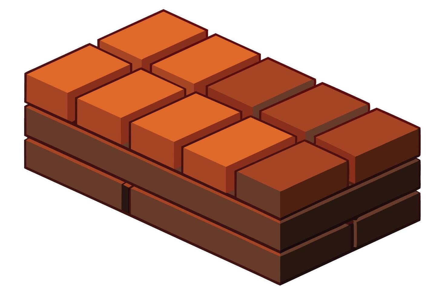 Isometric illustration of a brick wall section. vector