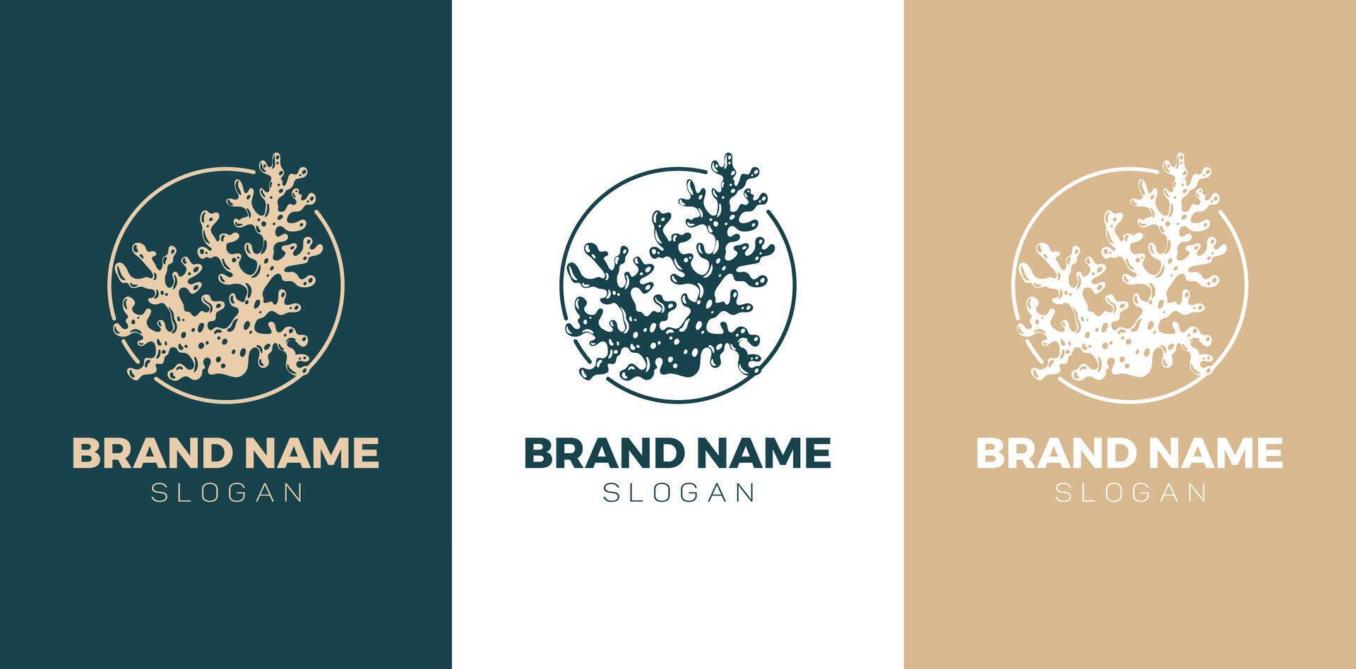 elegant brand logo showcasing a stylized coral illustration. This design captures the essence of marine beauty and sustainability, perfect for ocean-related businesses and eco-conscious brands. vector