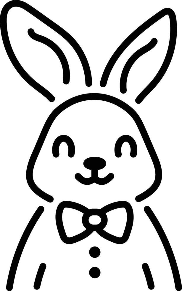 Easter cute bunny icon in linear style vector
