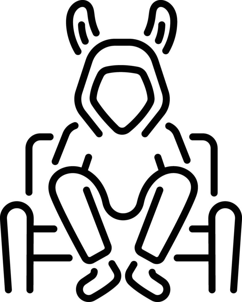 A character wearing bunny hoodie, line icon vector