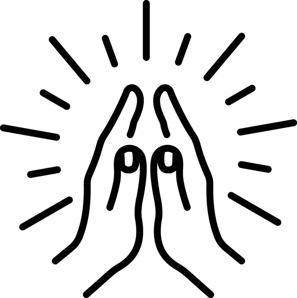 A linear style icon of praying hands vector