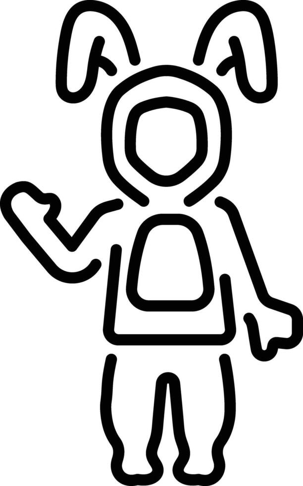 A character wearing bunny costume, line icon vector