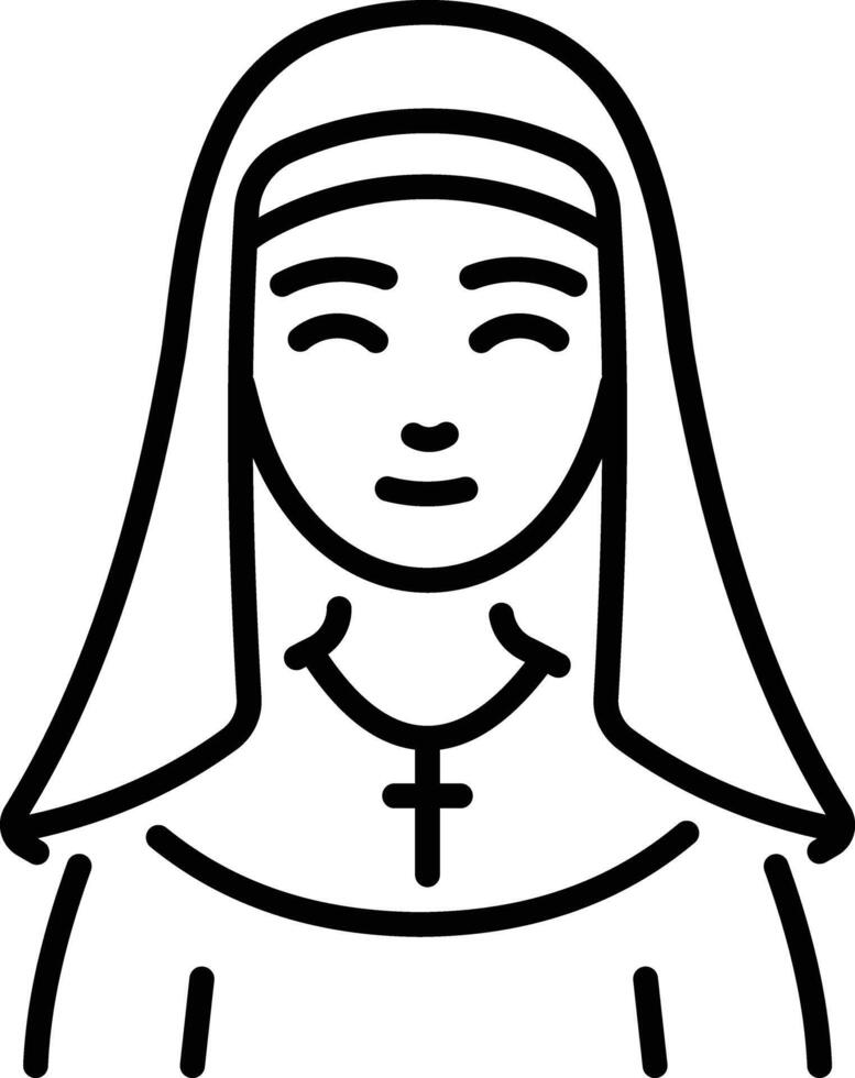 Catholic nun character icon in line style vector