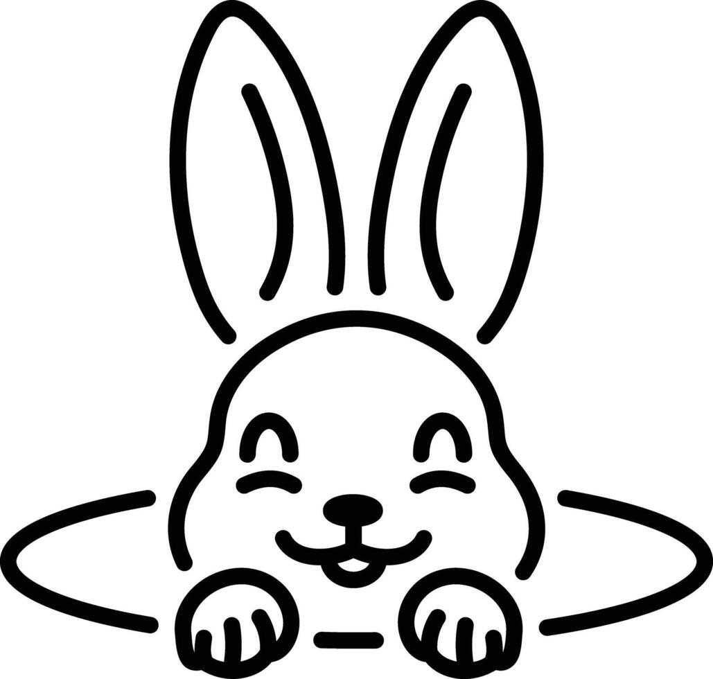 A line style icon of a peeking bunny vector