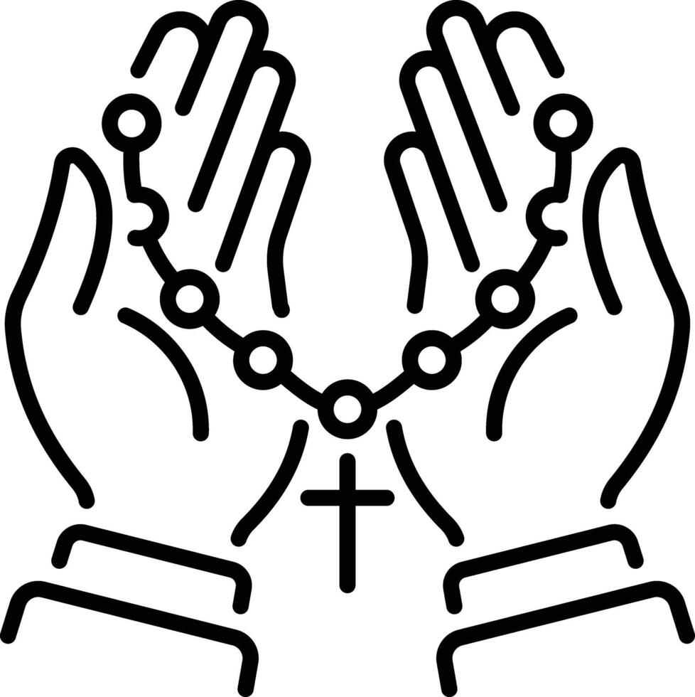 Praying hands icon in an outline style vector