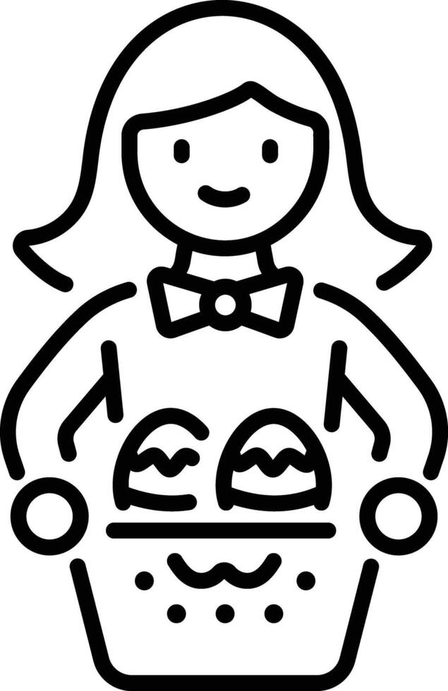 A character holding easter hamper, line icon vector