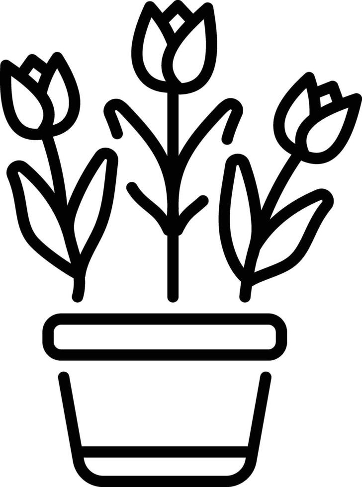A line style icon of a tulip pot vector