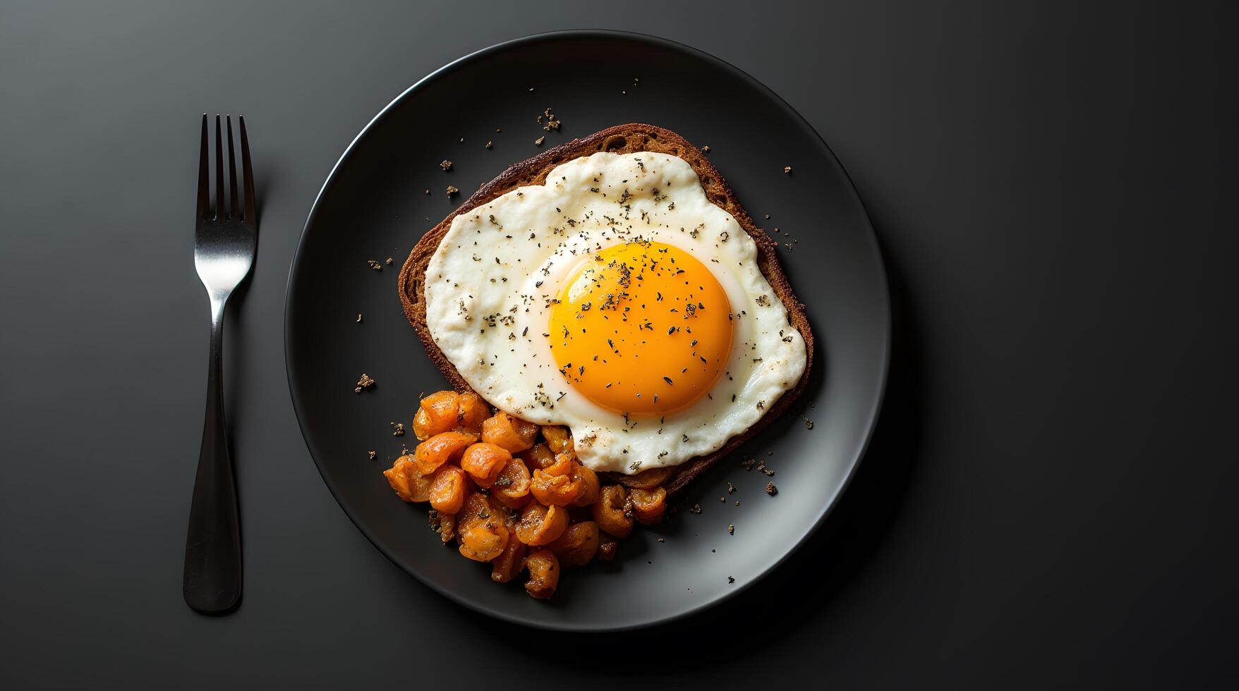 Fried Egg on Toast with Carrots on a Plate photo