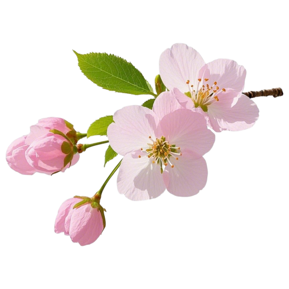 Beautiful pink cherry blossom flowers blooming on branch springtime floral photography close up nature art png