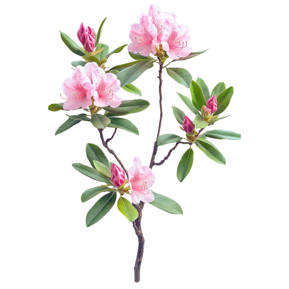 Beautiful pink azalea flower branch png