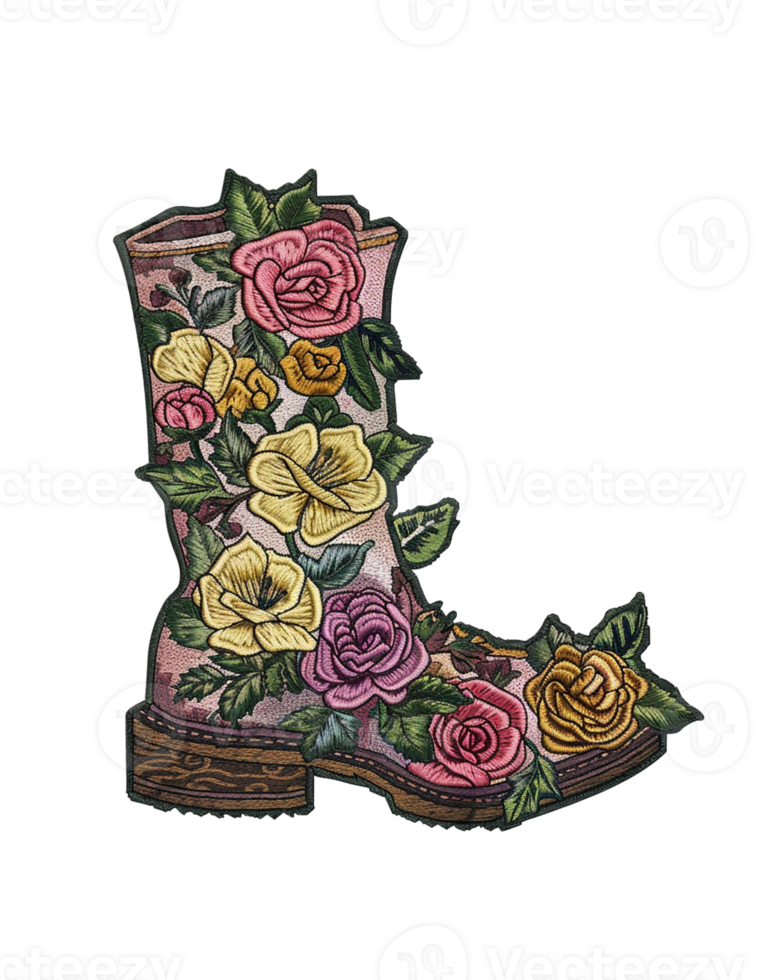 A pink boot with flowers on it png