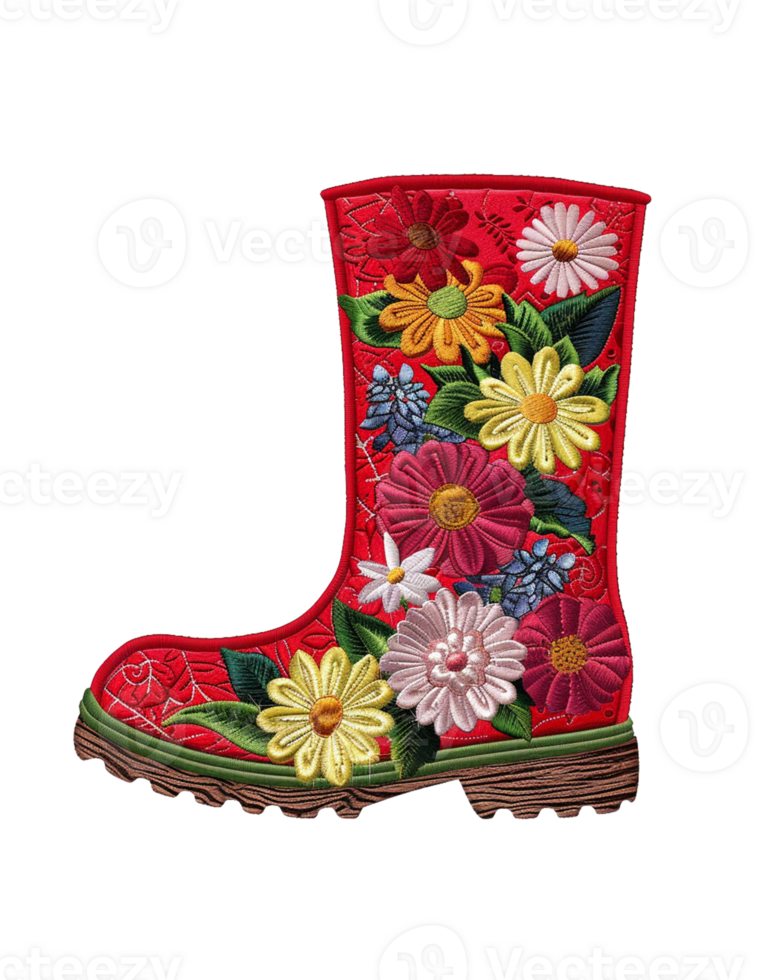A red boot with flowers on it png