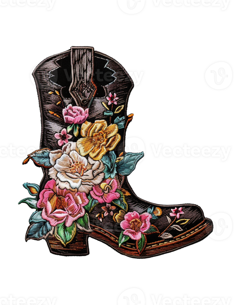 Cowboy boots with flowers on them png