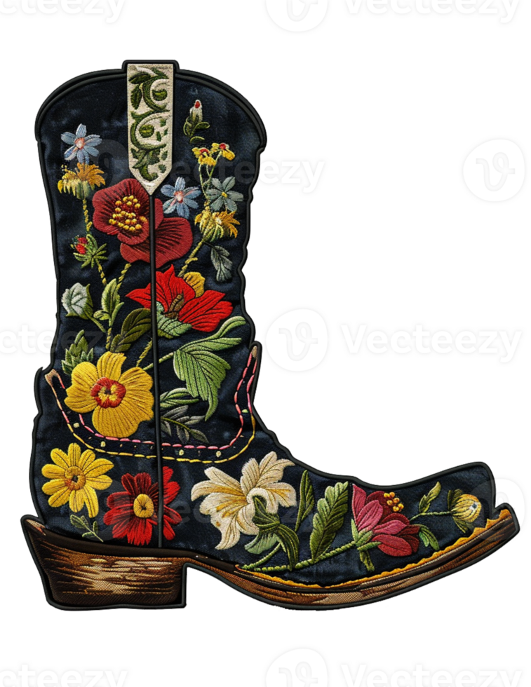 A cowboy boot with flowers on it png