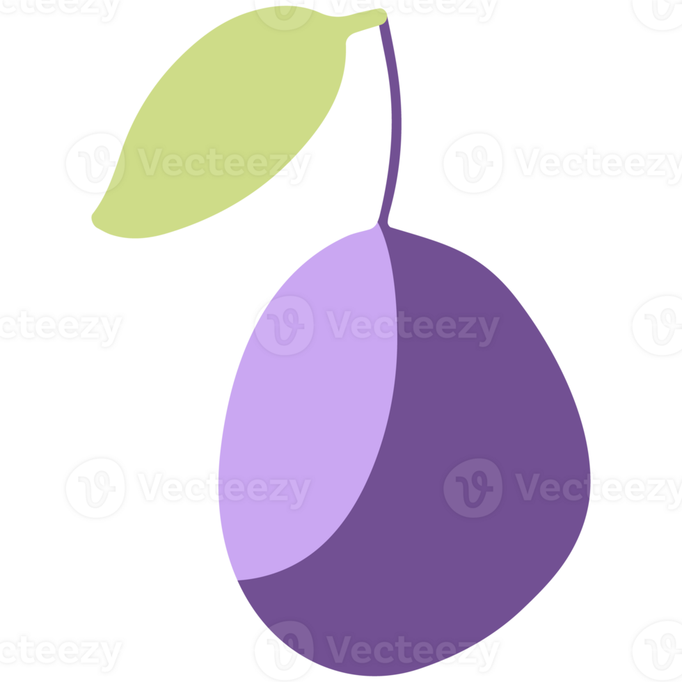 A purple plum with a leaf on it png