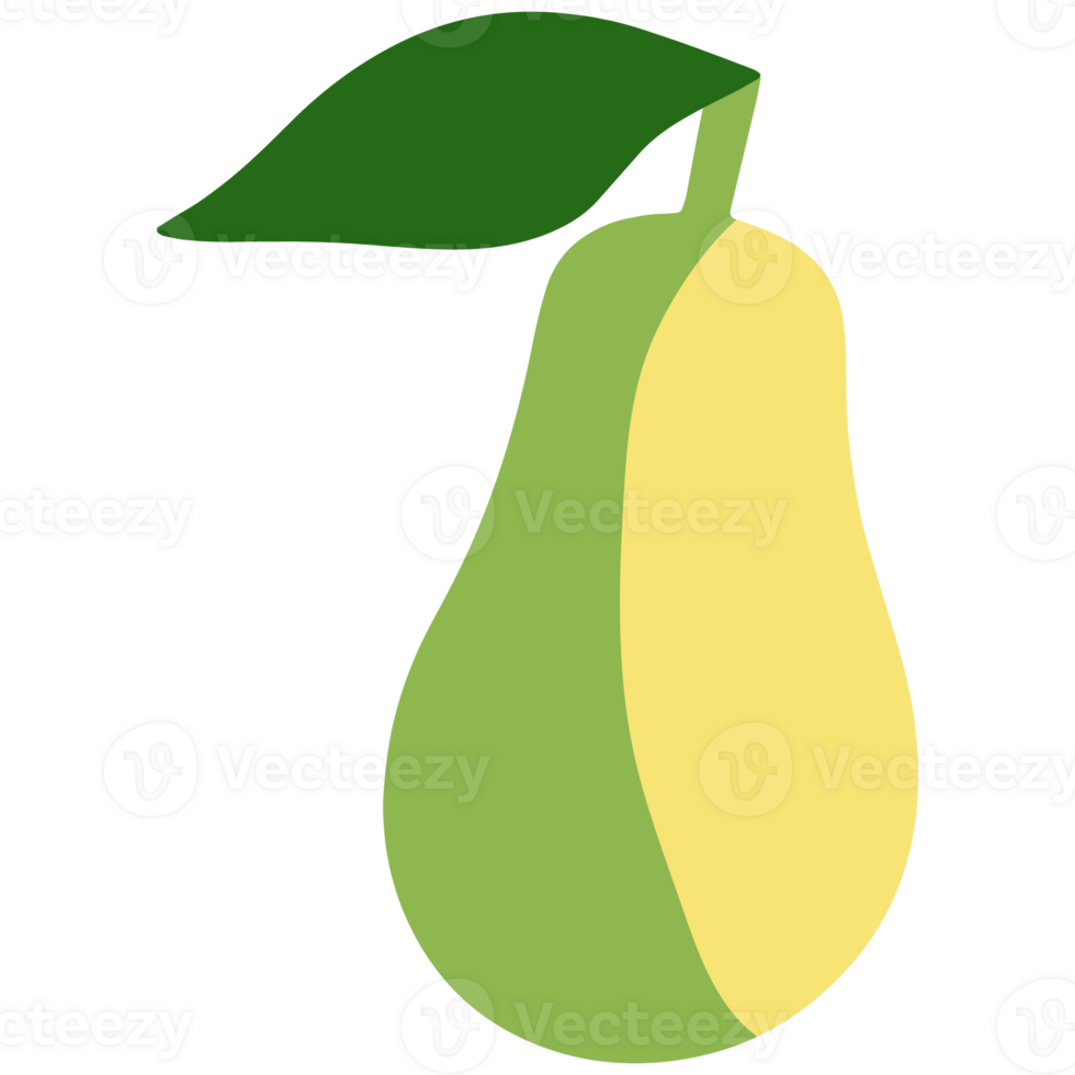 A pear with a green leaf on it png