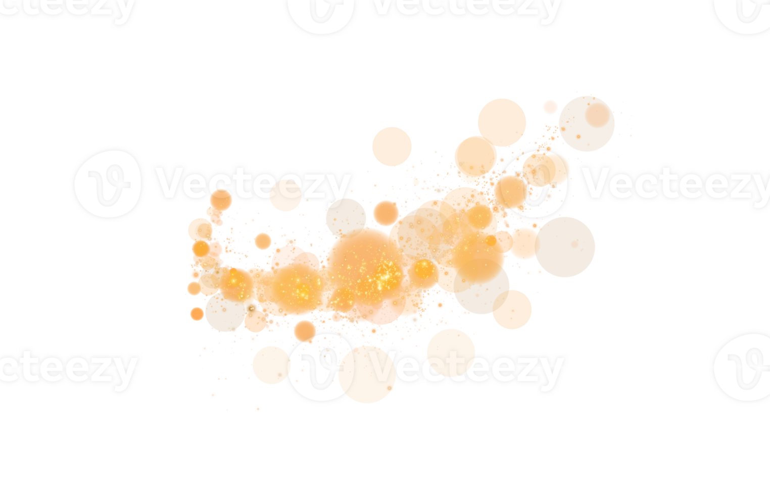 A beautiful soft orange bokeh effect featuring glowing orbs and sparkles all set against a transparent background png