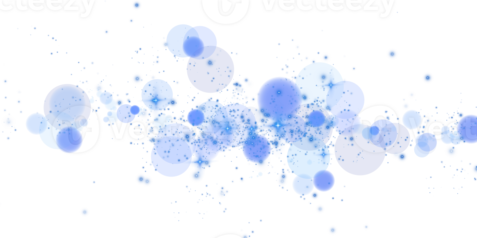 Bokeh Effect Designed in Soft Blue Tones Featuring Glowing Orbs and Sparkles Set on a Transparent Background png