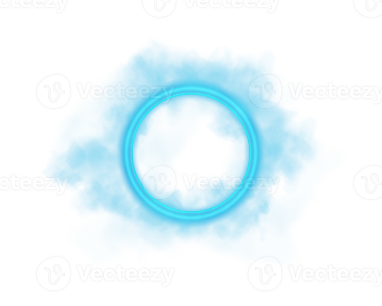 Smoke Effect A Beautiful Blue Glowing Circle Surrounded by Mystical Mist, Creating an Ethereal Atmosphere png