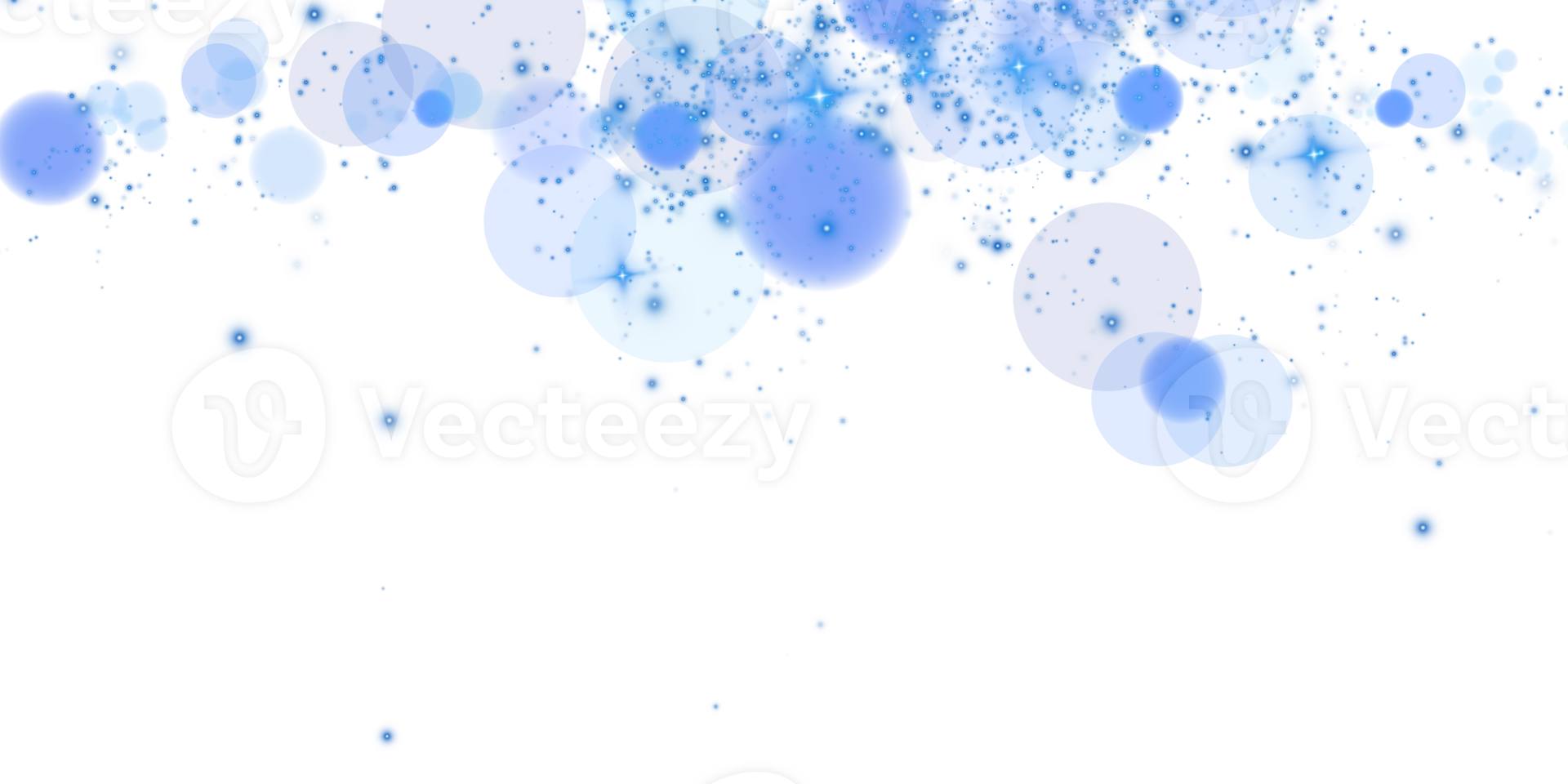 Explore the breathtaking Blue Bokeh Effect featuring Glowing Orbs and Sparkles set on a Transparent Background png