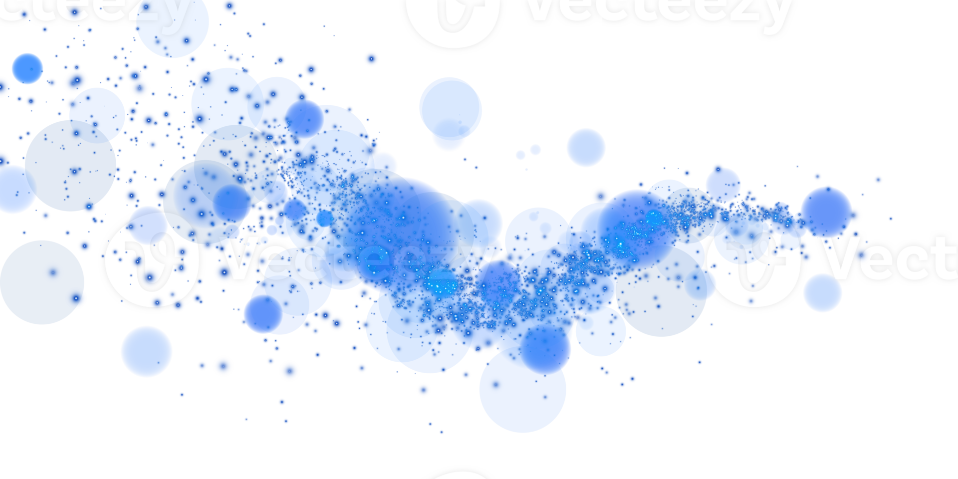A mesmerizing blue bokeh effect featuring glowing orbs and soft sparkles on a transparent background. png