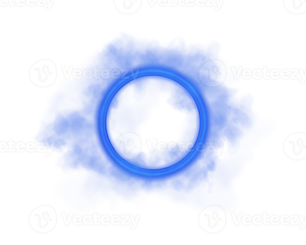 A striking Blue Smoke Ring elegantly displayed on a Transparent Background, creating an artistic visual effect png