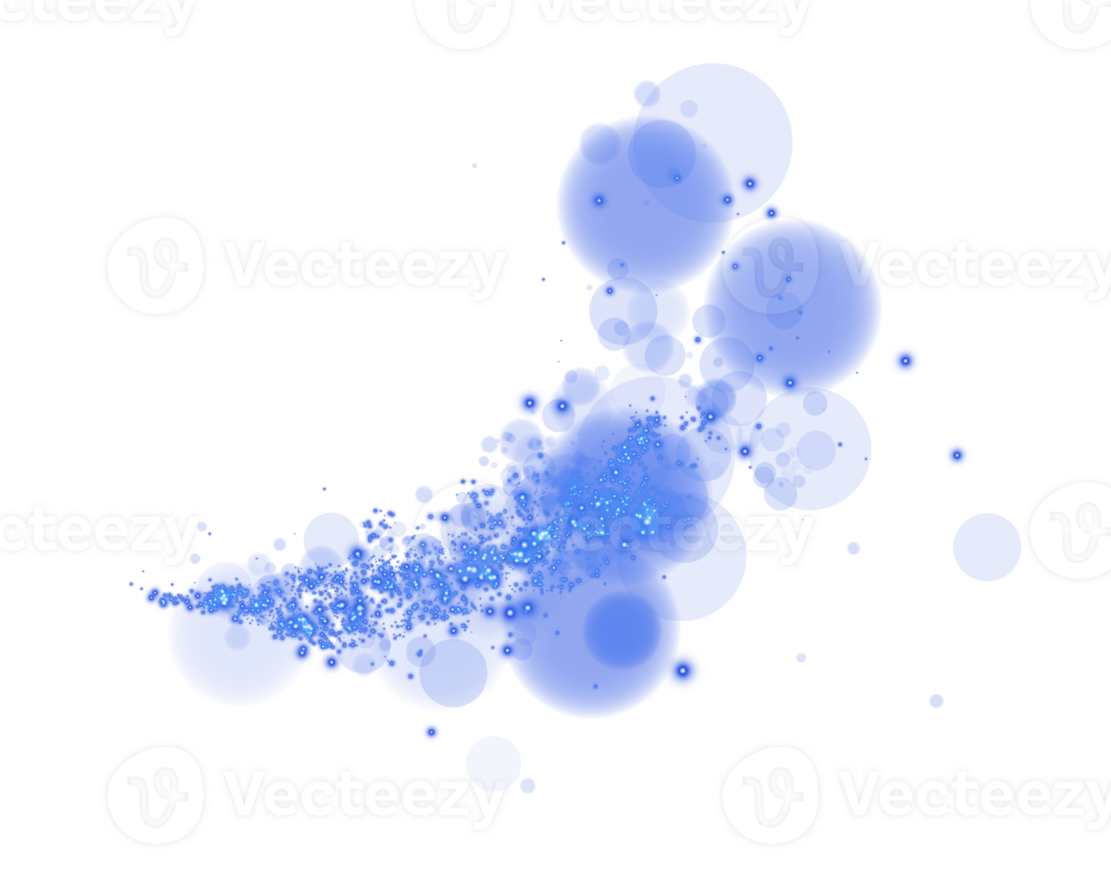 Discover the enchanting Blue Bokeh Effect with Glowing Orbs and Soft Sparkles on a Transparent Background png